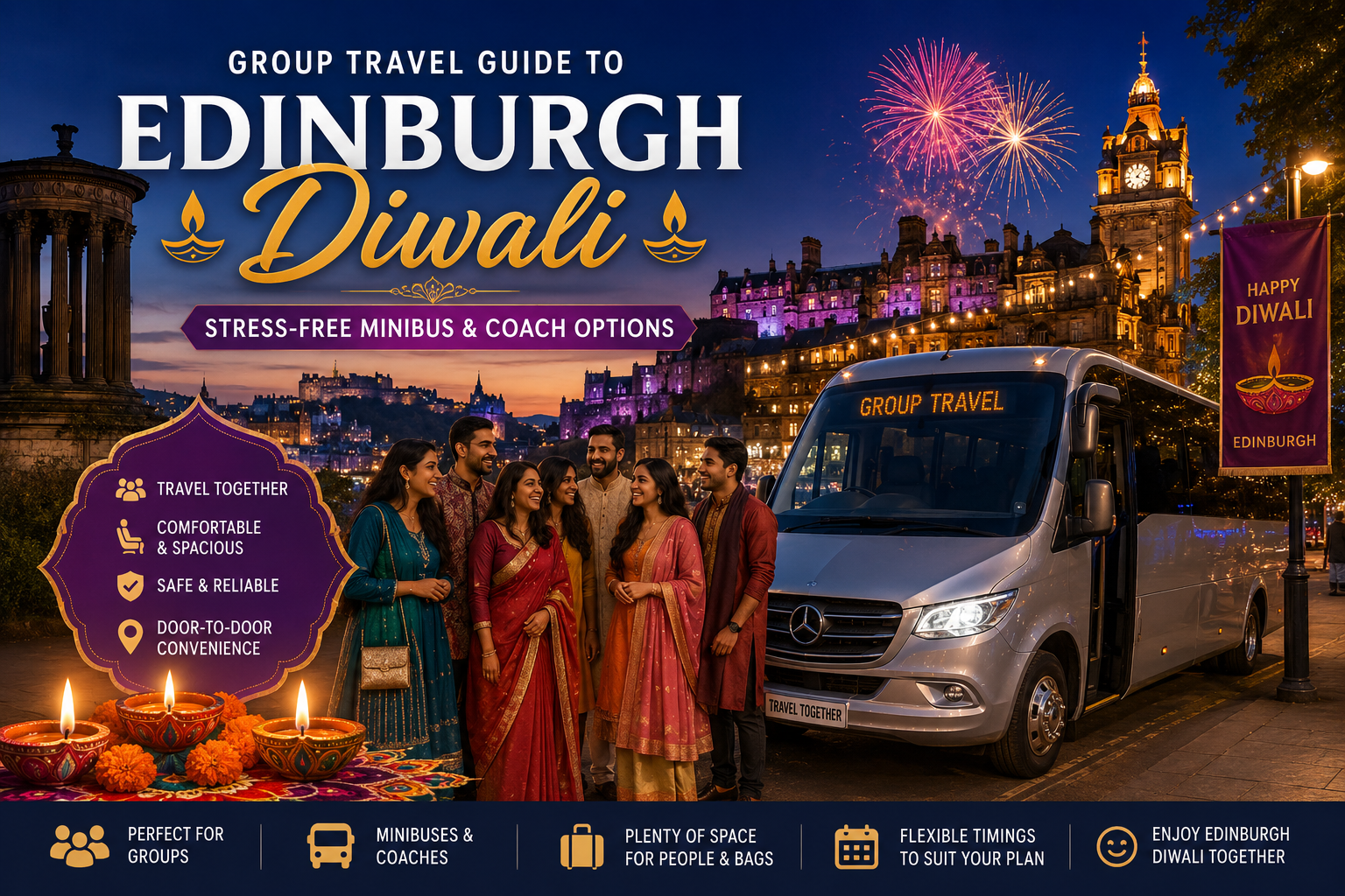 Group Travel Guide to Edinburgh Diwali: Stress-Free Minibus & Coach Options